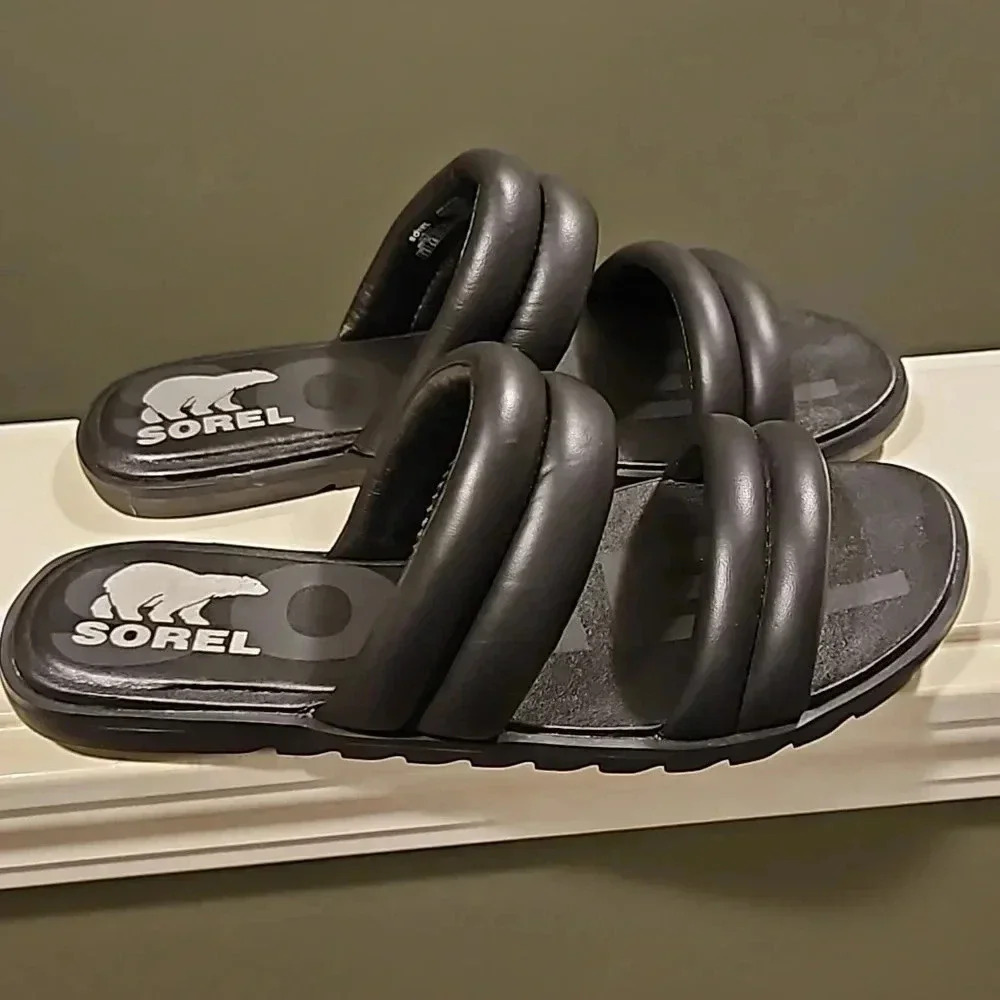 SOREL ELLA II PUFF LEATHER SLIDES - Picture 3 of 5